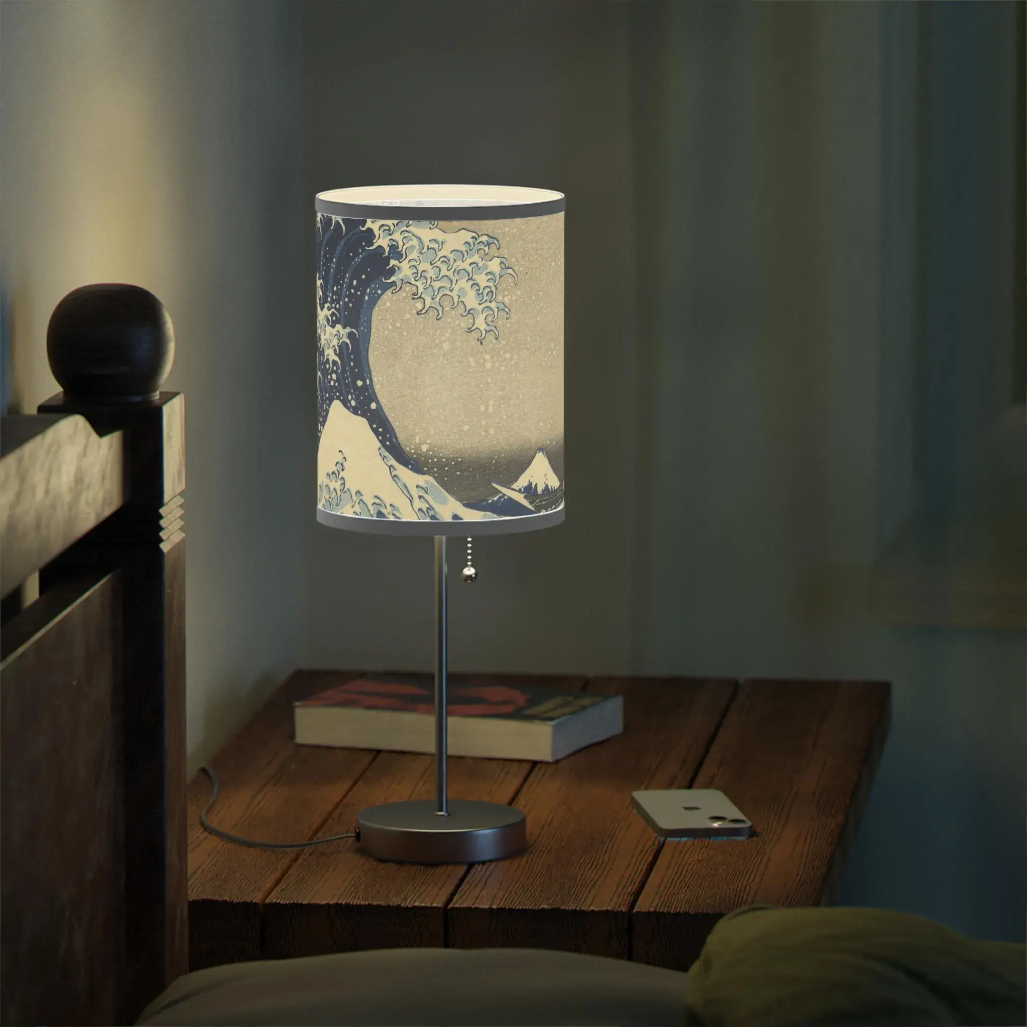 Katsushika Hokusai "The Great Wave off Kanagawa" Table Lamp - Japanese Ukiyo-e Art Light with Mount Fuji - Zen Japandi Home Decor Gift