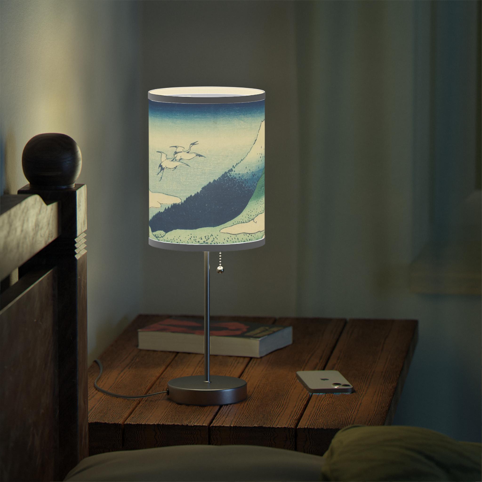 Hokusai Art Table Lamp - Katsushika Hokusai Japanese Woodblock Art - Ukiyo-e Mount Fuji Print Light for Zen Japandi Interior Home Decor